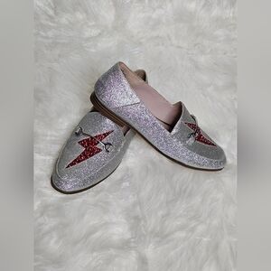 Nine West Silver Glitter Loafers